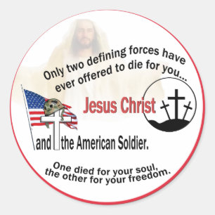 Stickers ronds du soldat américain Jesus Christ & 
