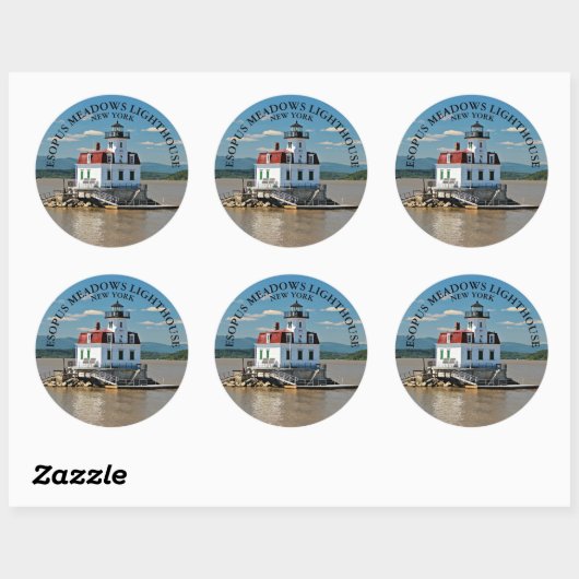Stickers ronds Esopus Meadows Lighthouse, New York (Feuille)