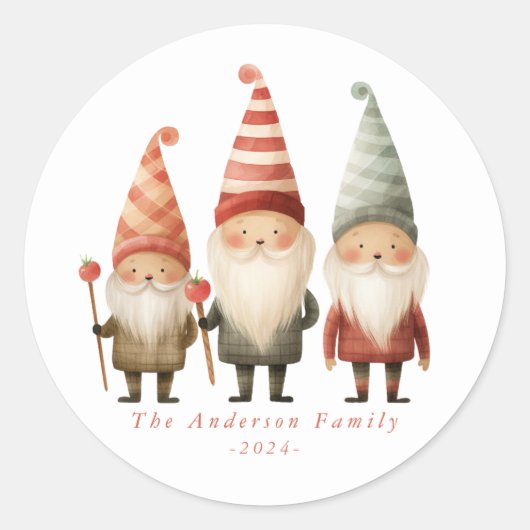 Stickers ronds Gnomes de Noël mignons (Devant)