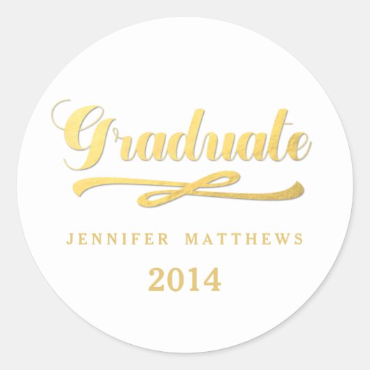 Stickers ronds Gold et White Graduation (Devant)