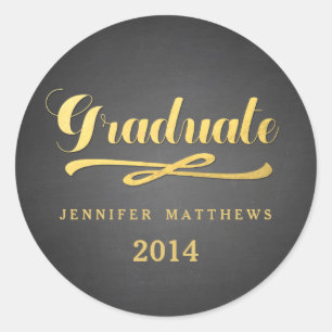Stickers ronds Gold Shine Chalkboard Graduation