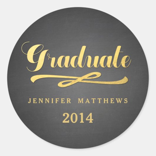 Stickers ronds Gold Shine Chalkboard Graduation (Devant)