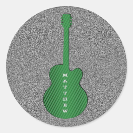 Stickers ronds guitare rayés, Vert (Devant)
