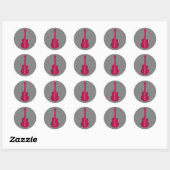 Stickers ronds guitares rayées, Rose chaud (Feuille)