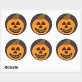 Stickers ronds Halloween heureux Citrouille souria (Feuille)