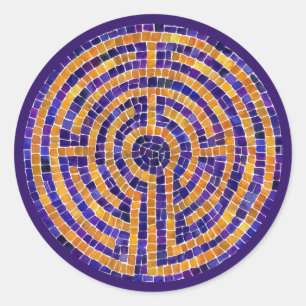 Stickers ronds LABYRINTH MOSAIC - Violet