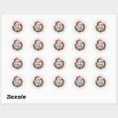 Stickers ronds lapins de Noël (Feuille)