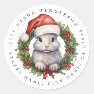 Stickers ronds lapins de Noël