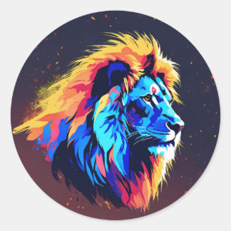 Stickers ronds Lion pour le style sauvage