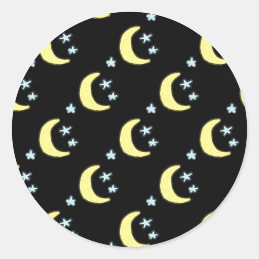 Stickers ronds Lune (Noir & Jaune Doux) (Devant)