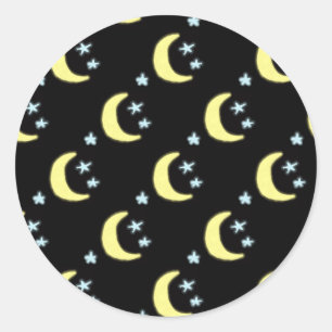 Stickers ronds Lune (Noir & Jaune Doux)