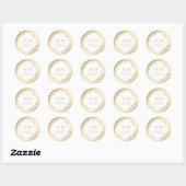 Stickers ronds Mariage or monogramme élégant (Feuille)