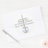 Stickers ronds Merci de garçon Communion (Enveloppe)