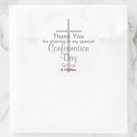 Stickers ronds Merci fille de confirmation (Sac)