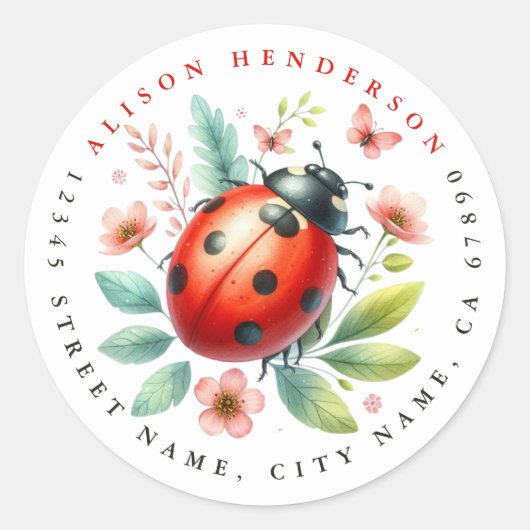 Stickers ronds mignons Ladybug (Devant)