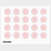 Stickers ronds Monogram Pastel Pink (Feuille)