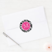 Stickers ronds Monogrammes en rose et noir (Enveloppe)