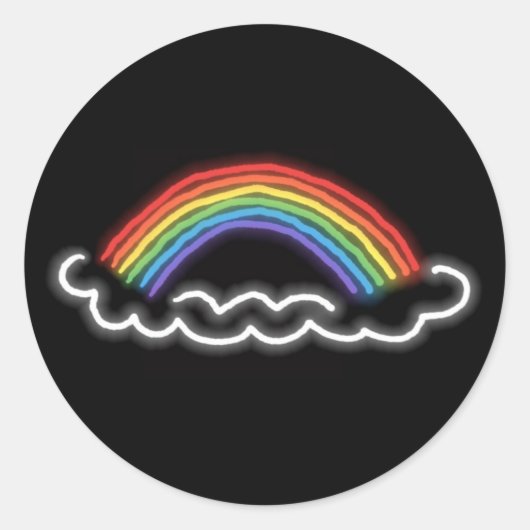 Stickers ronds Neon Rainbows (Noir) (Devant)