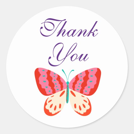 Stickers ronds papillon Merci (Devant)