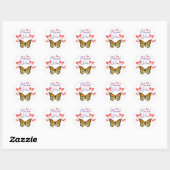 Stickers ronds papillon Merci (Feuille)