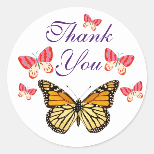 Stickers ronds papillon Merci (Devant)
