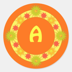 Stickers ronds personnalisables avec Fleurs Jaunes