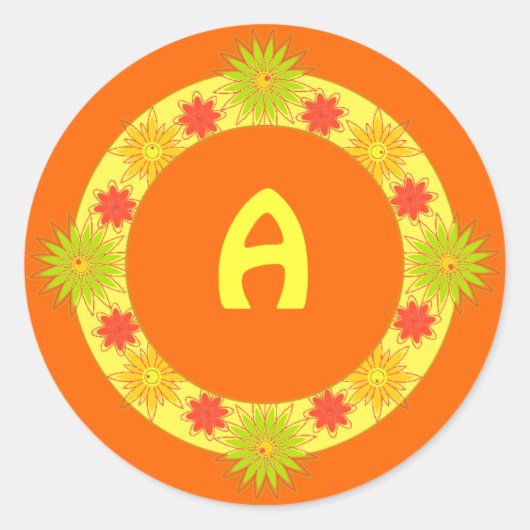 Stickers ronds personnalisables avec Fleurs Jaunes (Devant)