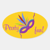 Stickers ronds Plumes de Masque pourpre Mardi Gras (Devant)