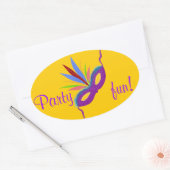 Stickers ronds Plumes de Masque pourpre Mardi Gras (Enveloppe)