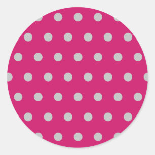 Stickers ronds Pointe Polka (Rose et Gris Chaud)