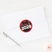 Stickers ronds Red & Black Pawprint Graduation (Enveloppe)
