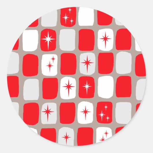 Stickers ronds rétro Red Starburst (Devant)