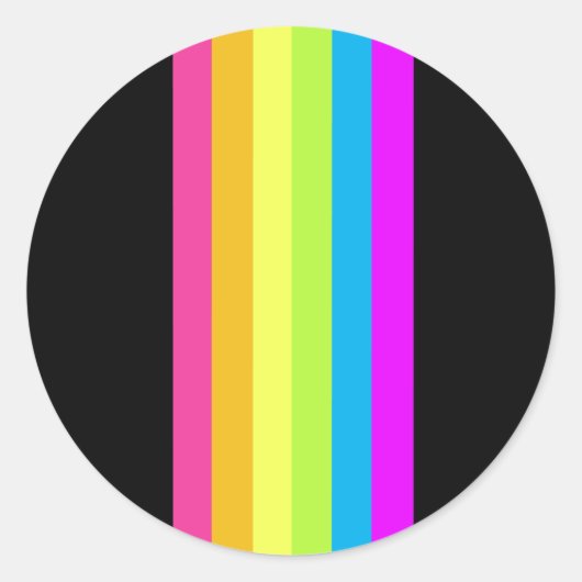 Stickers ronds Retro Stripes (Black & Neon Multi) (Devant)
