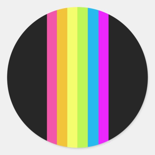 Stickers ronds Retro Stripes (Black & Neon Multi) (Devant)