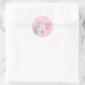 Stickers ronds rose Merci à arc-en-ciel mignon (Sac)