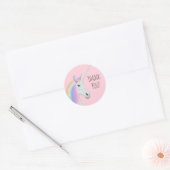 Stickers ronds rose Merci à arc-en-ciel mignon (Enveloppe)