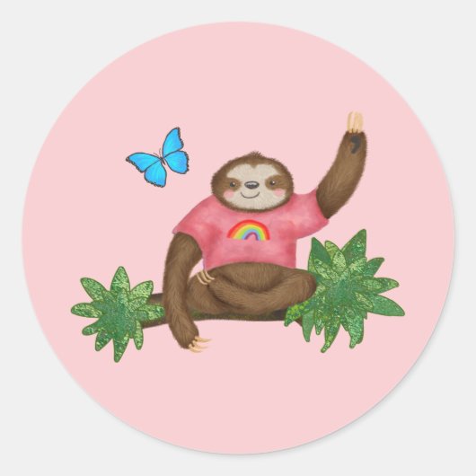 stickers ronds rose Stanley Sloth (Devant)