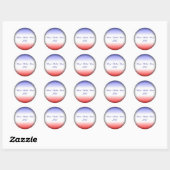Stickers ronds rouges blancs et bleus palins (Feuille)