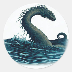 Stickers ronds serpent de la mer brillants