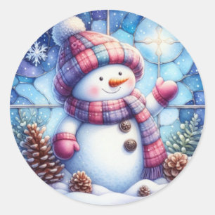 Stickers ronds Snowman