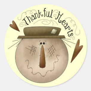 Stickers ronds Thanksgiving Thankful Hearts