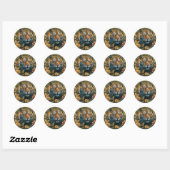 Stickers ronds Tiger Design Vibrant (Feuille)
