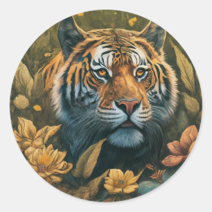 Stickers ronds Tiger Design Vibrant