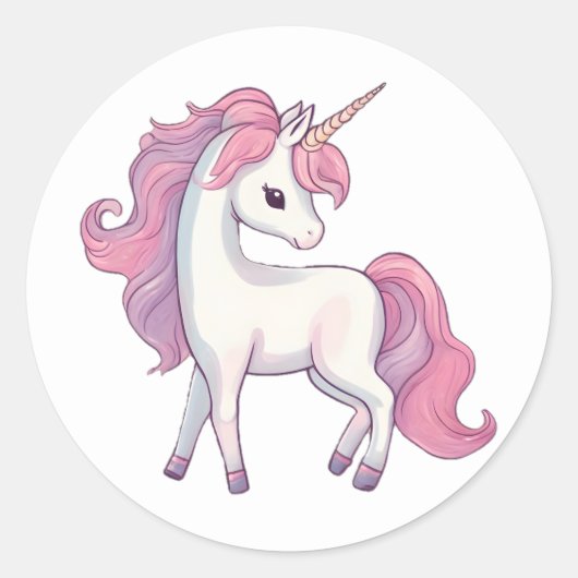 Stickers ronds Unicorne - Blanc (Devant)