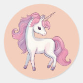 Stickers ronds Unicorne - Pêcher (Devant)