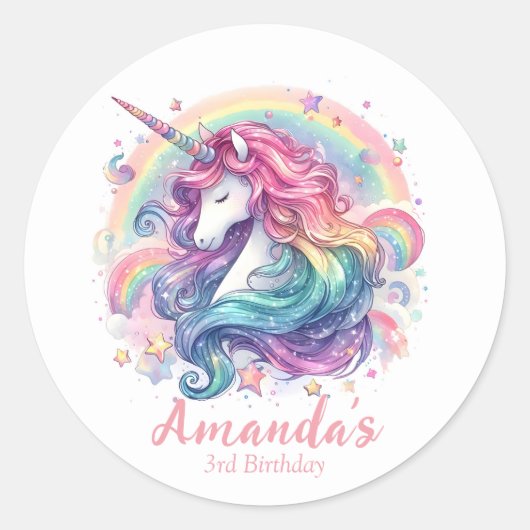 Stickers ronds Unicorne personnalisés (Devant)