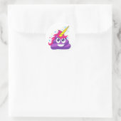 Stickers ronds violets Unicorne Poop Emoji (Sac)