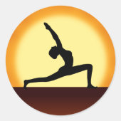 Stickers ronds Yoga Poteau Femme Silhouette Sunris (Devant)