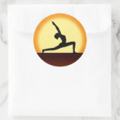 Stickers ronds Yoga Poteau Femme Silhouette Sunris (Sac)