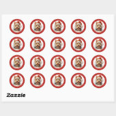 Stickers ronds Yorkshire de Noël Terrier (Feuille)